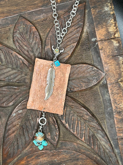 Bull Feather Copper Necklace