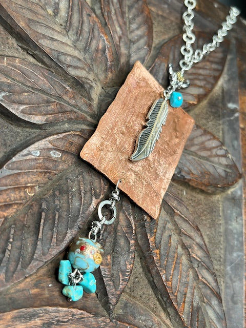 Bull Feather Copper Necklace