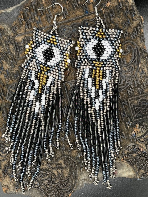 Beaded long earring