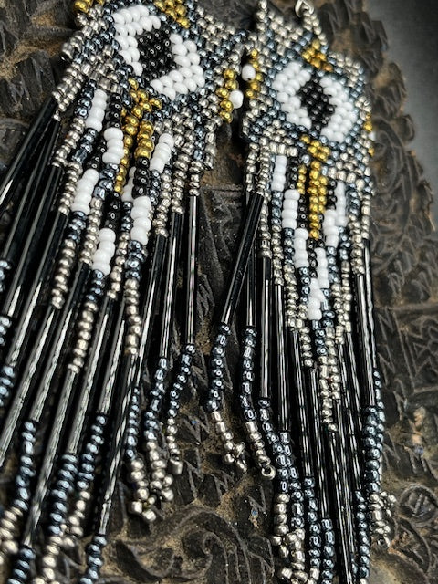 Beaded long earring