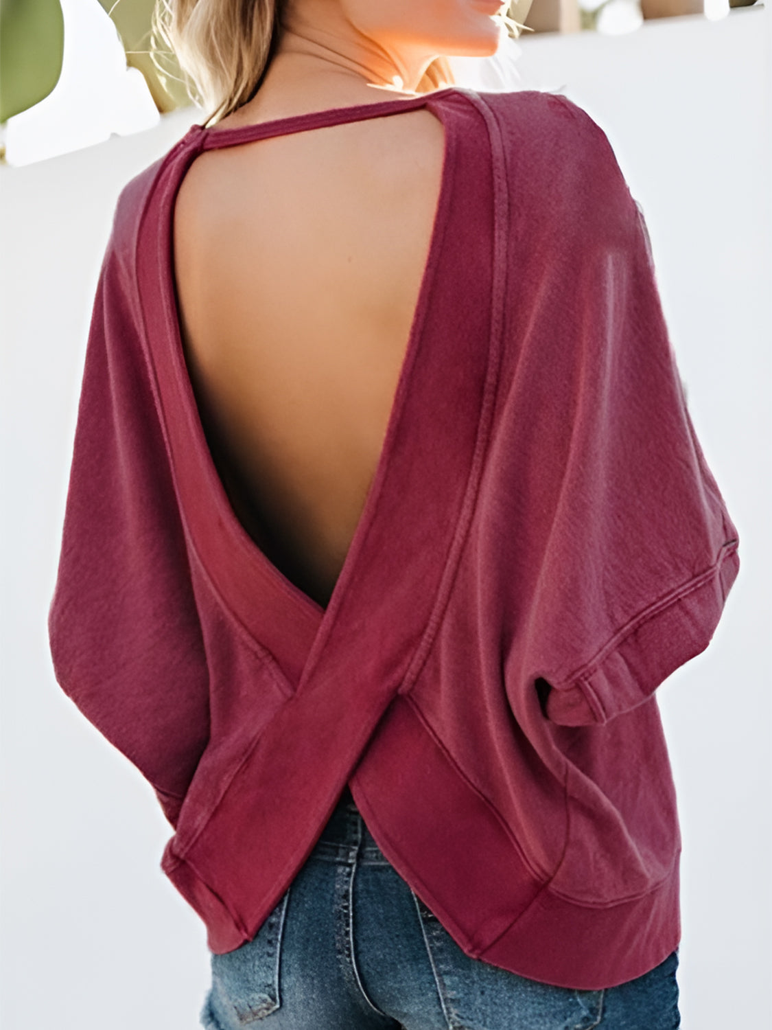 Backless stretch sweater sexy woman