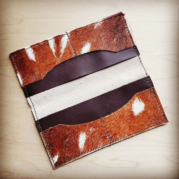Hair-On-Hide Leather Wallet in Axis Deer Hide