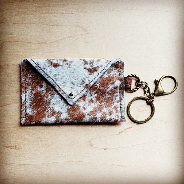 Credit Card Wallet-Spotted Brindle Hair on Hide