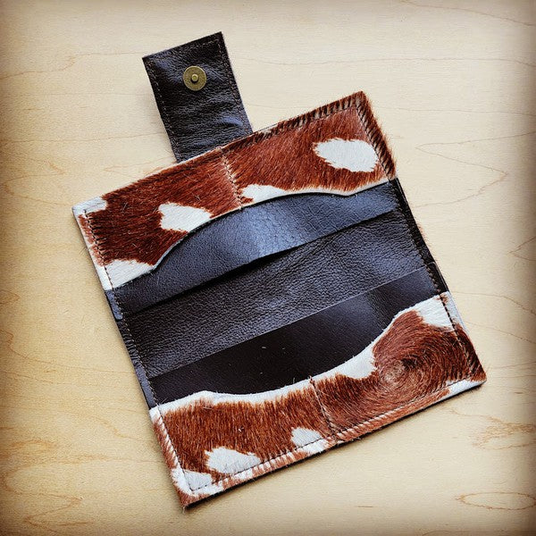 Hair on Hide Wallet in Axis Deer Print w/ Snap