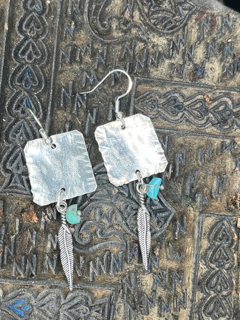 Tin Feather Earrings