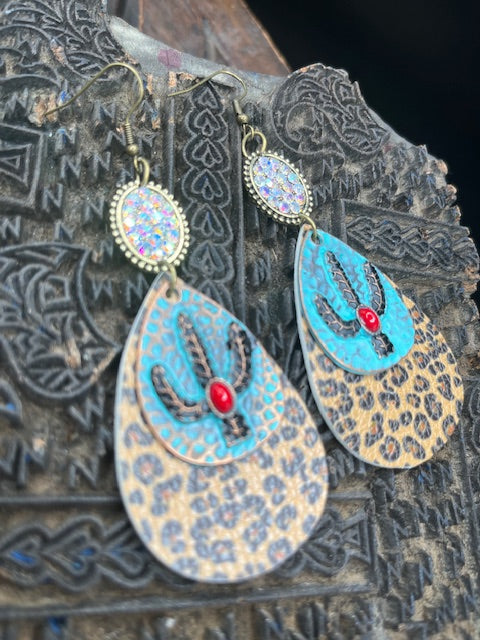 Cheetah cactus Earrings