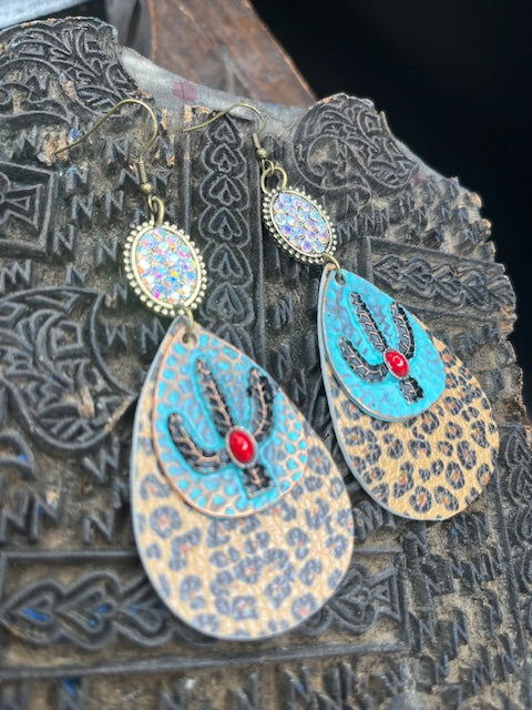 Cheetah cactus Earrings