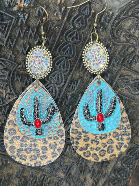Cheetah cactus Earrings