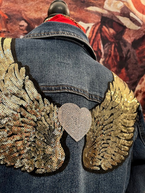 Angels,denim jacket ,hand made
