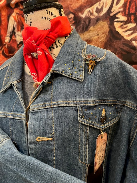 Highlander cow,denim jacket 

