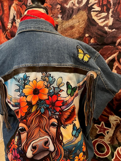 Highlander cow denim