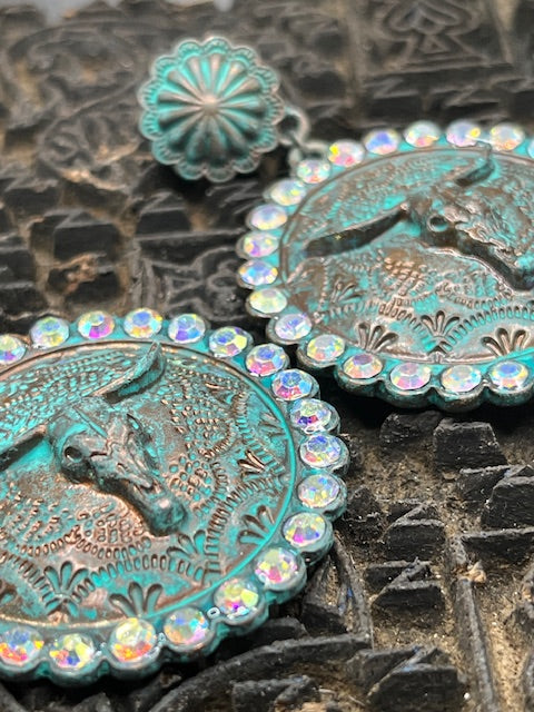 Teal Long Horn Bling