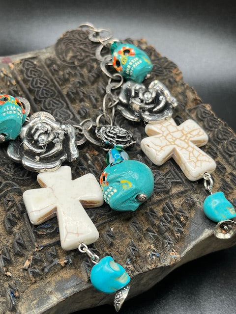 Day of Dead Necklace Wood