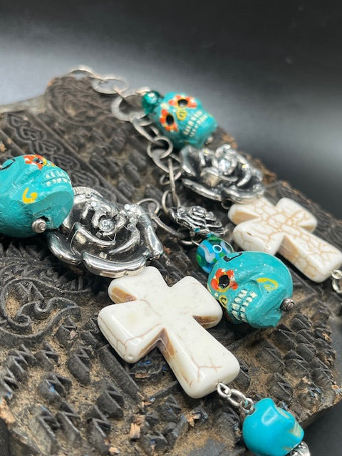Day of Dead Necklace Wood