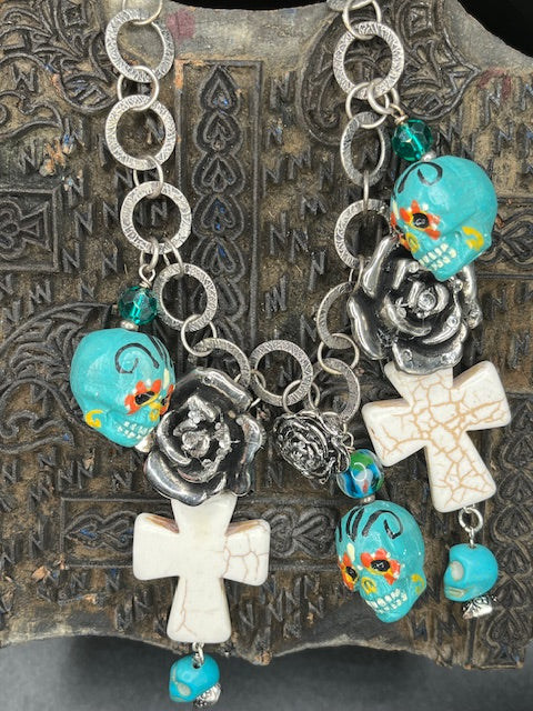Day of Dead Necklace Wood